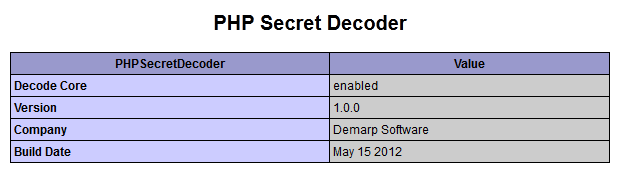 php secret decoder php info